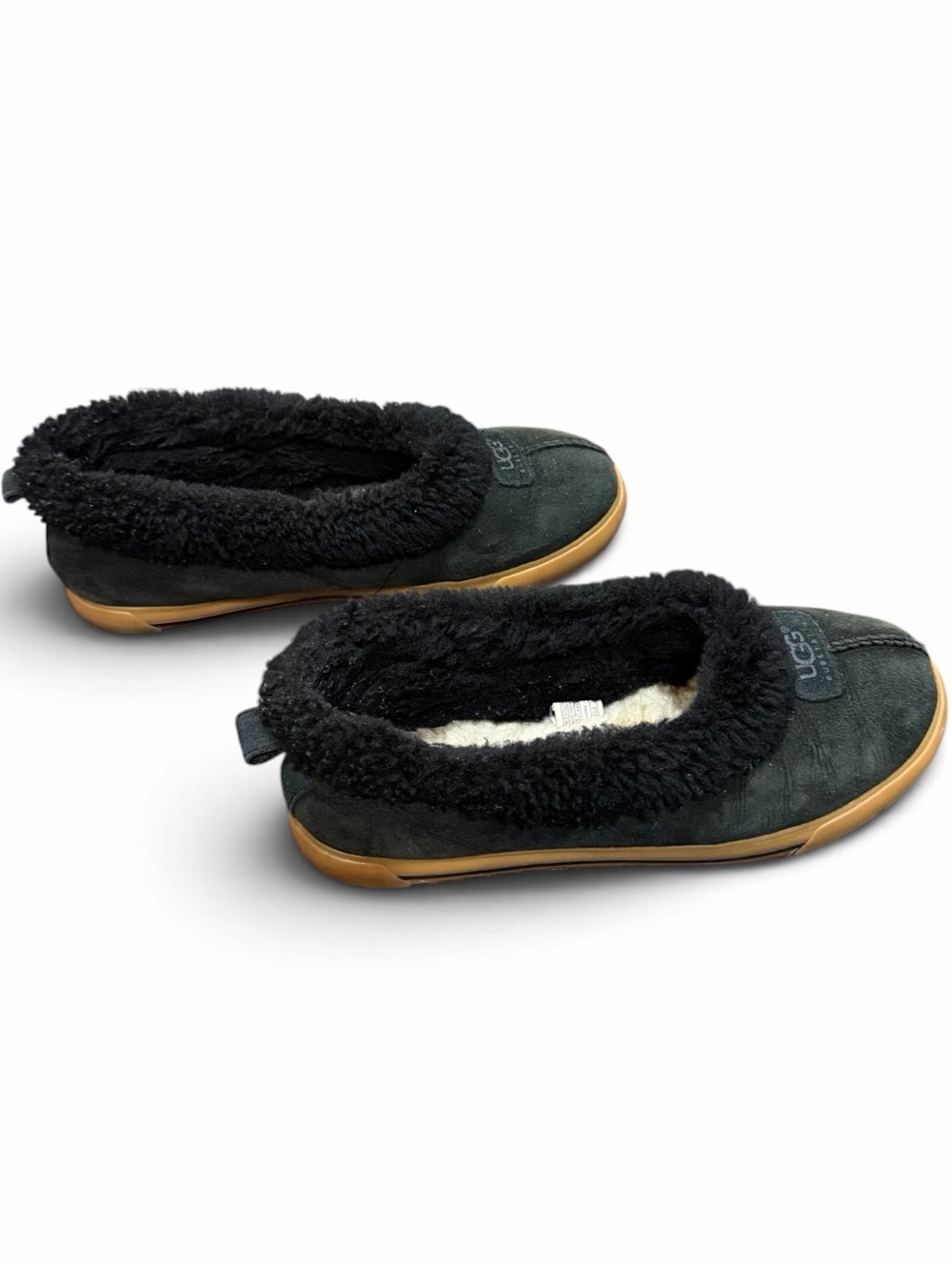UGG Black Rylan Skimmer Slippers Leather Sheepskin Women Size 11